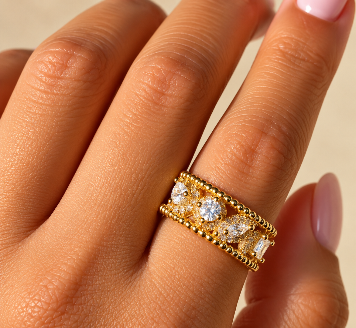 Asymmetrical Stones Ring