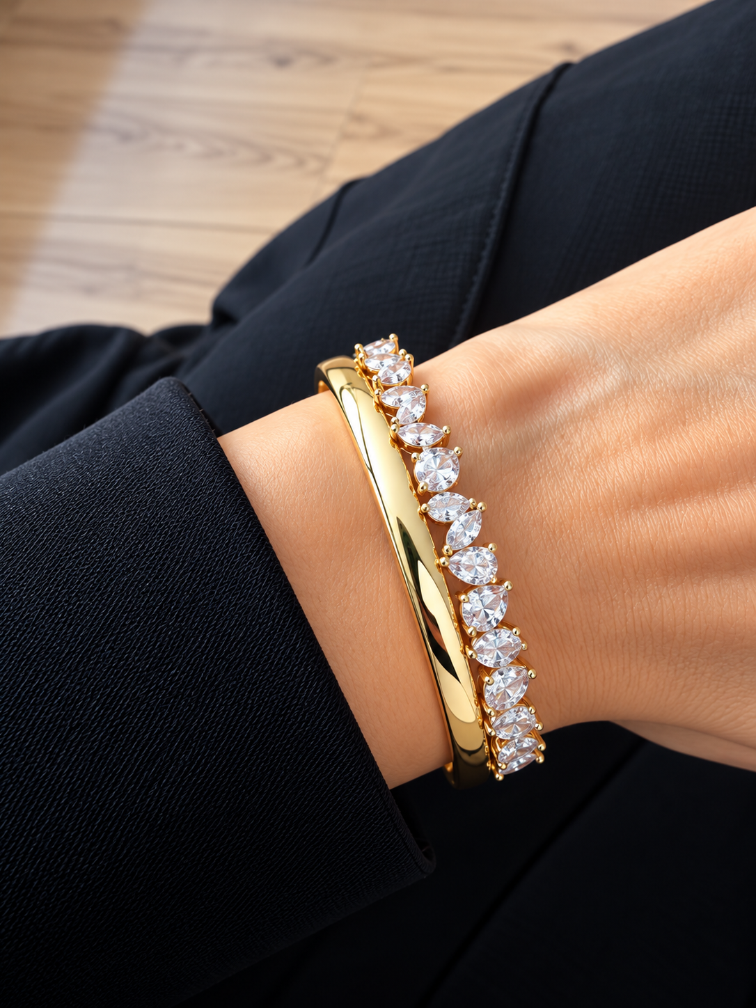 Marquise Double Level Bangle