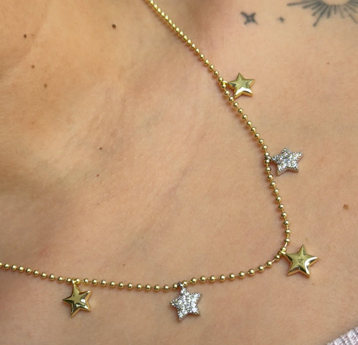 Bubble Dangling Stars Necklace