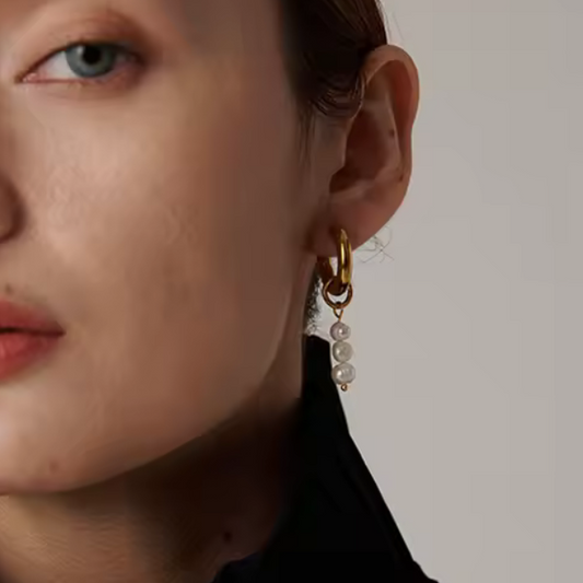 Asymmetrical Pearl Hoops
