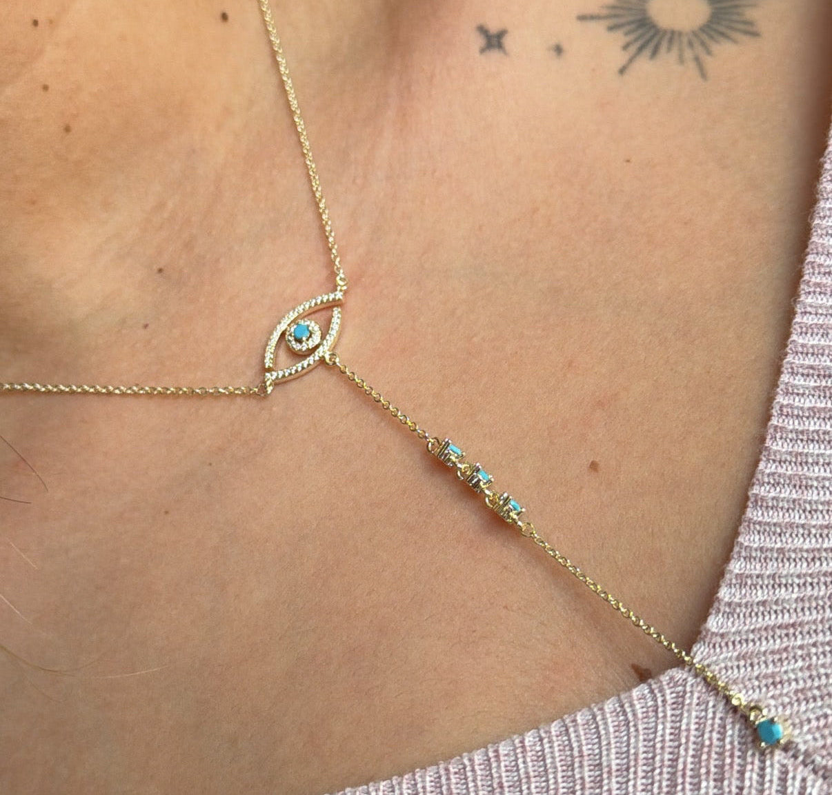 Turquoise Eye Lariat Necklace