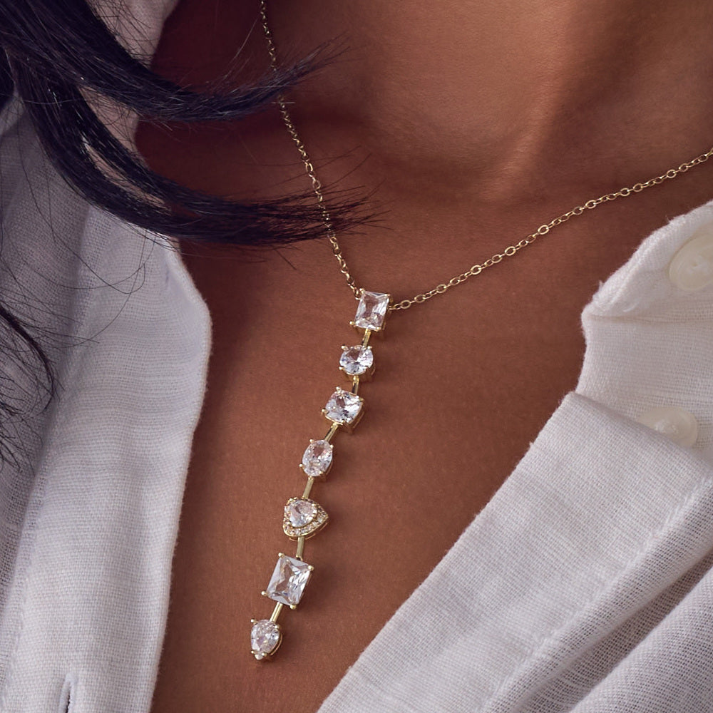 Diamond Drip Lariat Necklace
