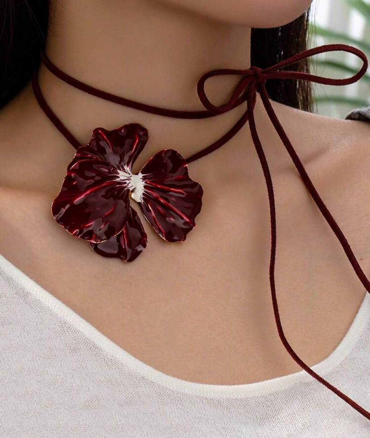 Burgundy Flower Choker