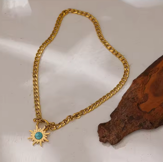 Turquoise Sun Locket Necklace