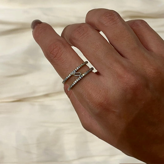 Double Line Zircon Ring