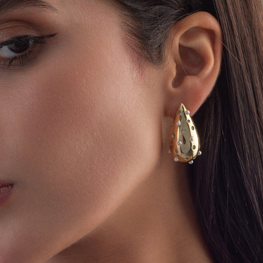 Pearly Zirconia Bottega Earrings