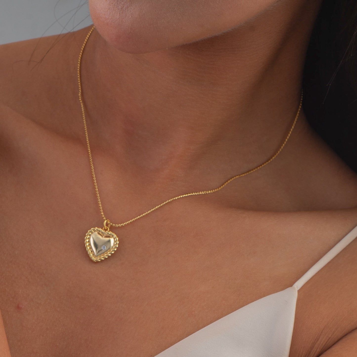 Crystal Heart Charm Necklace