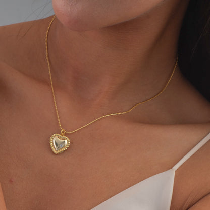 Crystal Heart Charm Necklace