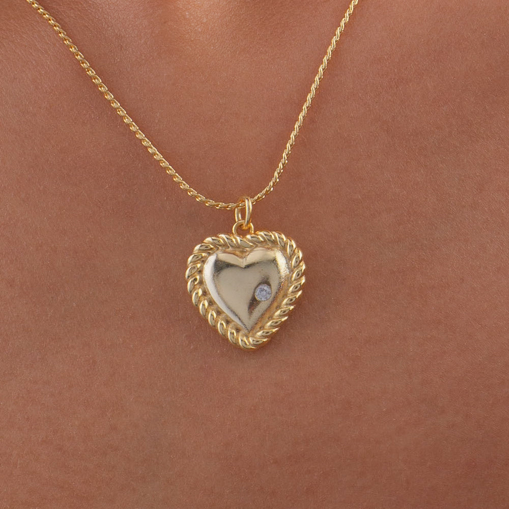 Crystal Heart Charm Necklace