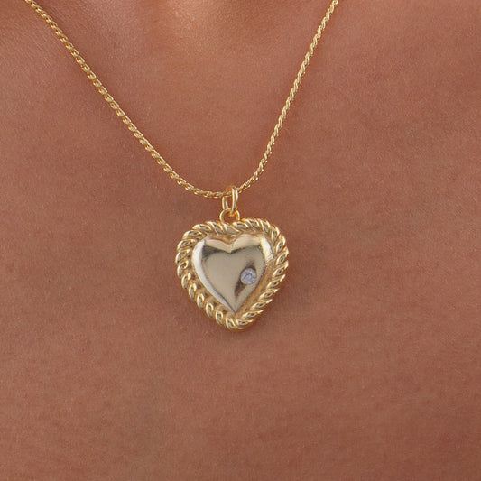 Crystal Heart Charm Necklace