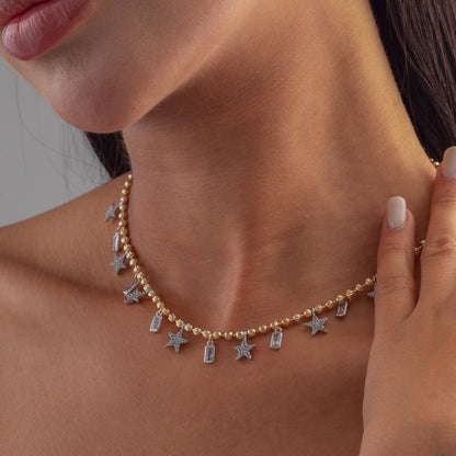 Dangling Bubbly Stars Necklace