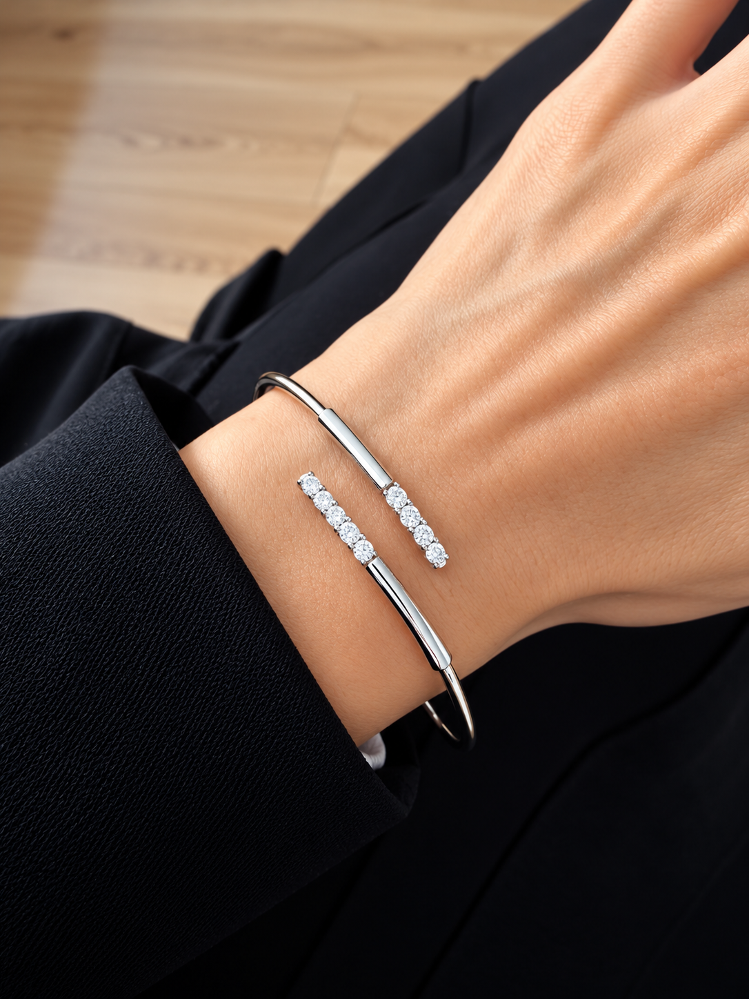 Criss Cross Silver Bangle