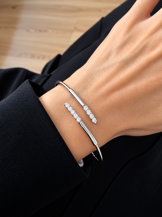 Criss Cross Silver Bangle