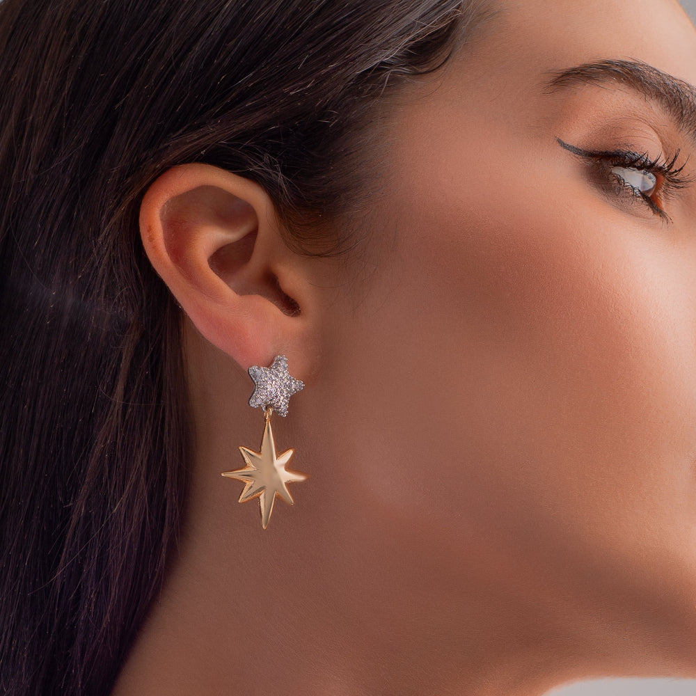 Dangle double Star Earrings