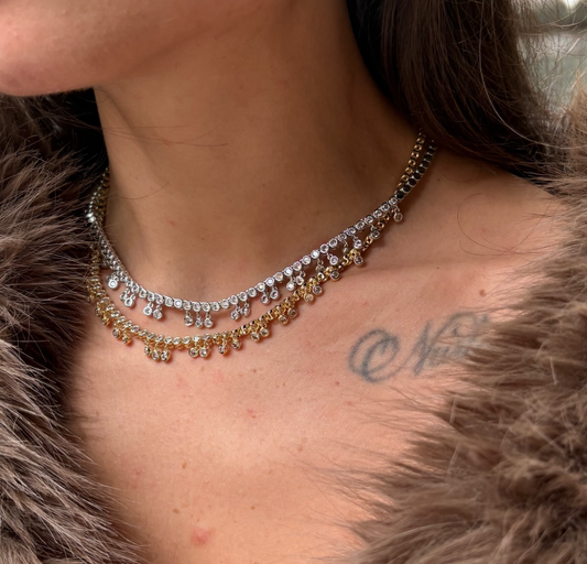 Gold Tennis Dangling Collier