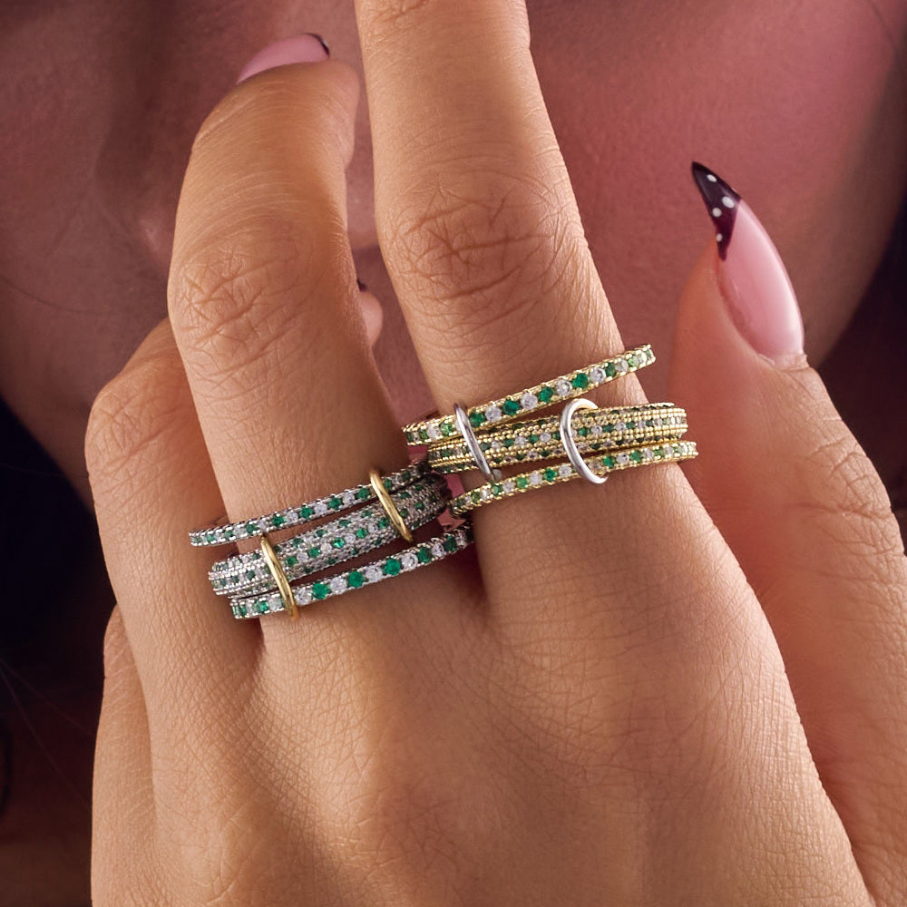 Emerald Polka Connected Ring