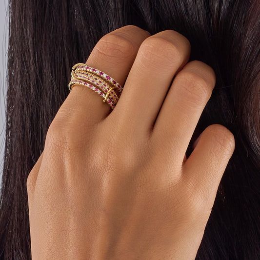 Fuschia  Polka Connected Ring