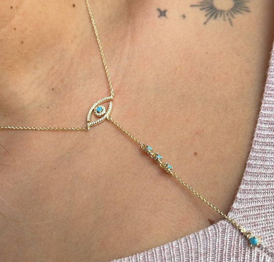 Turquoise Eye Lariat Necklace