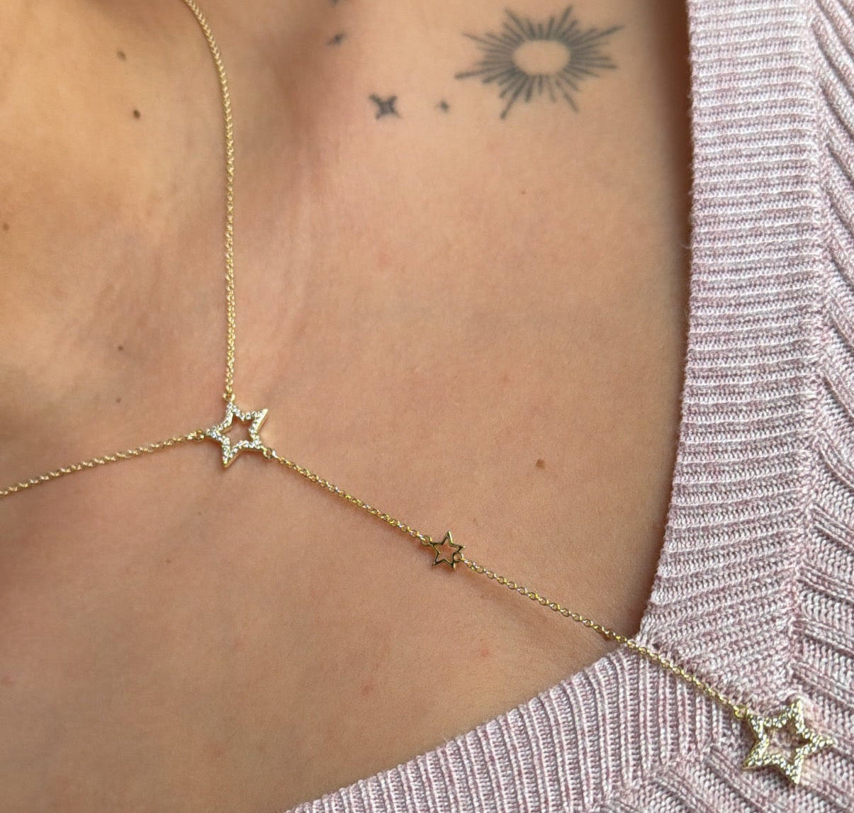 Triple Star Lariat Necklace