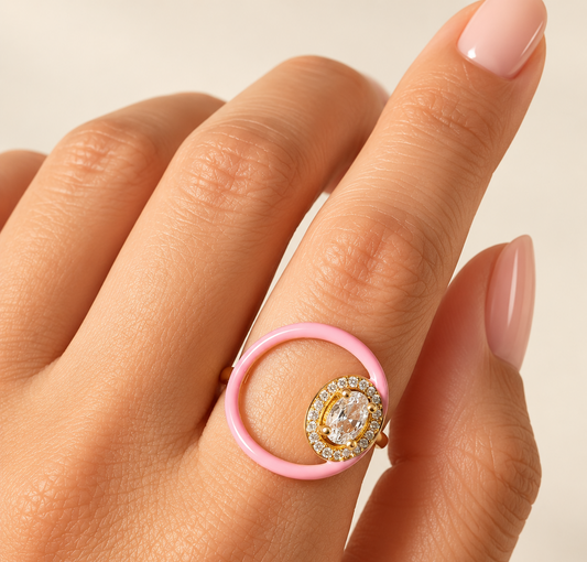 Enamel Stone Ring