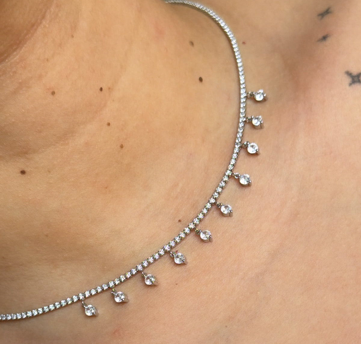 Dangling Tennis Necklace