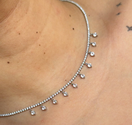 Dangling Tennis Necklace