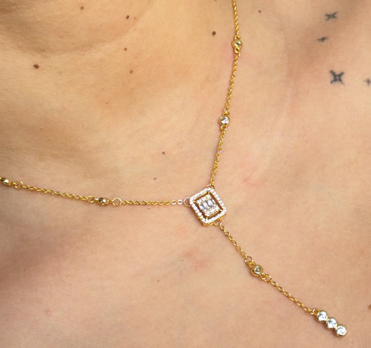 Mini Baguette Lariat Necklace