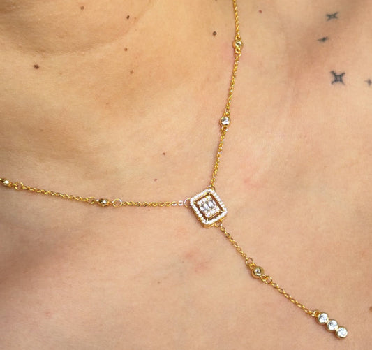 Mini Baguette Lariat Necklace
