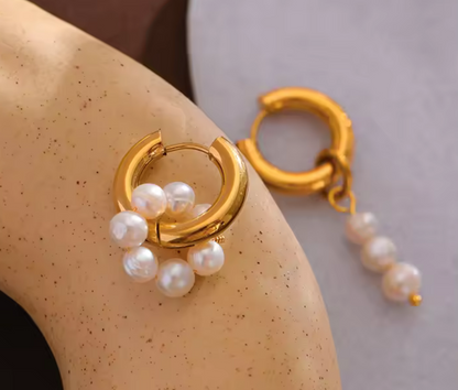 Asymmetrical Pearl Hoops