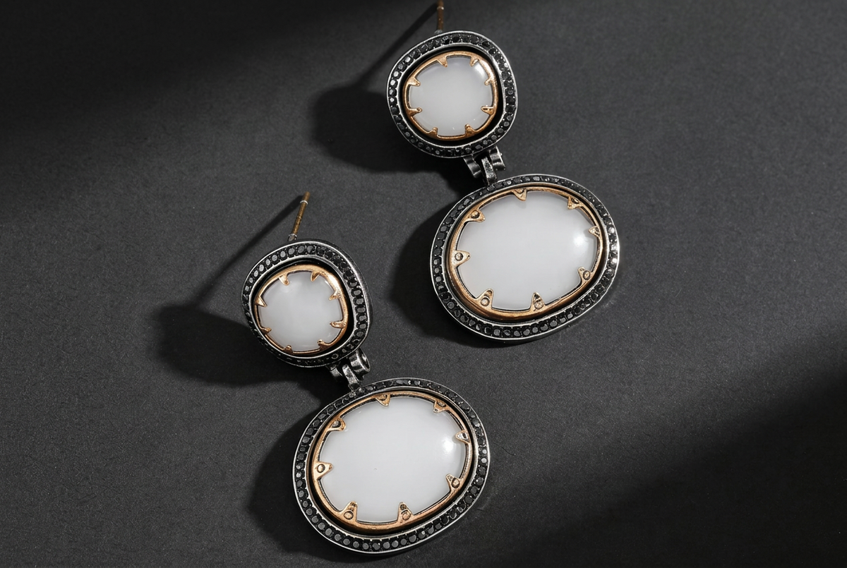 Resin Earring with Rhinestones