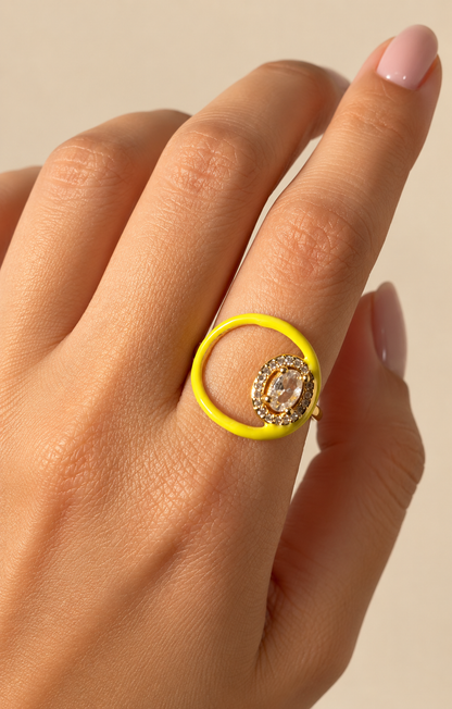Enamel Stone Ring