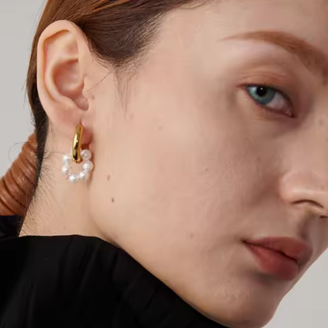 Asymmetrical Pearl Hoops