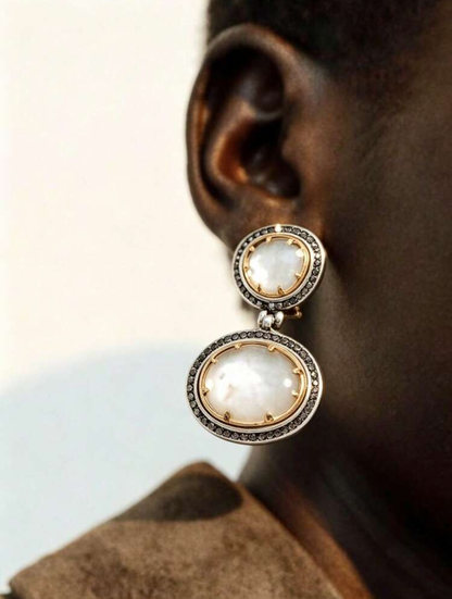 Resin Earring with Rhinestones