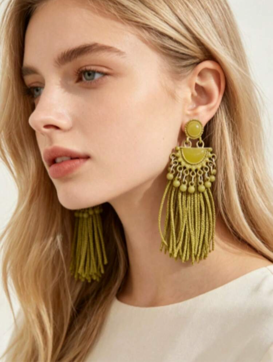 Olive Tassel Earring