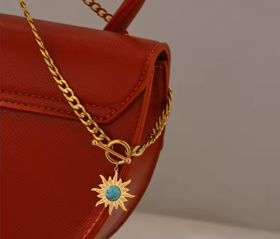 Turquoise Sun Locket Necklace