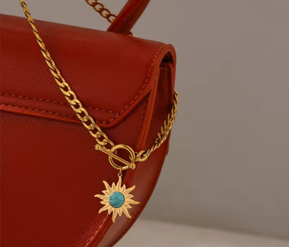 Turquoise Sun Locket Necklace