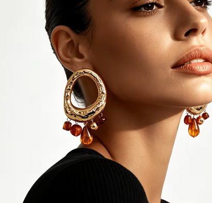 Amber Hollow Earring