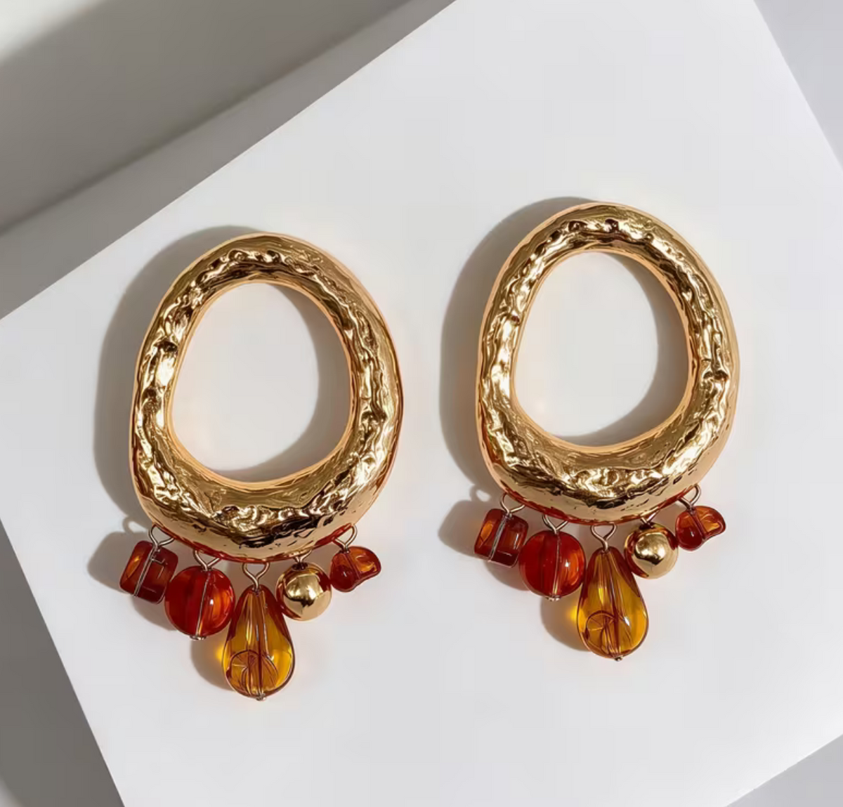 Amber Hollow Earring