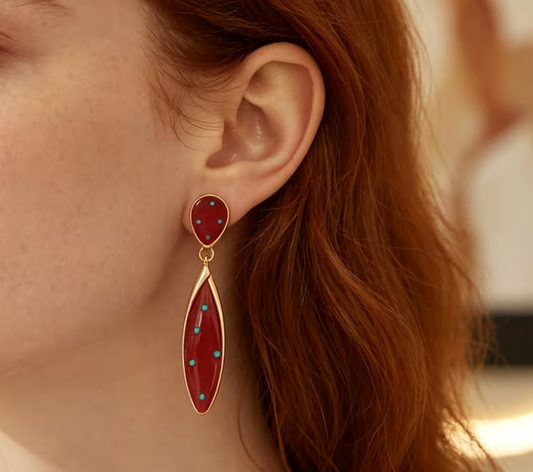 Wine Polka Earring