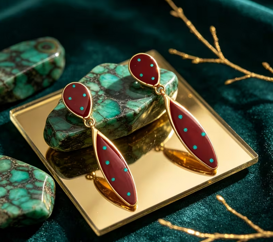 Wine Polka Earring