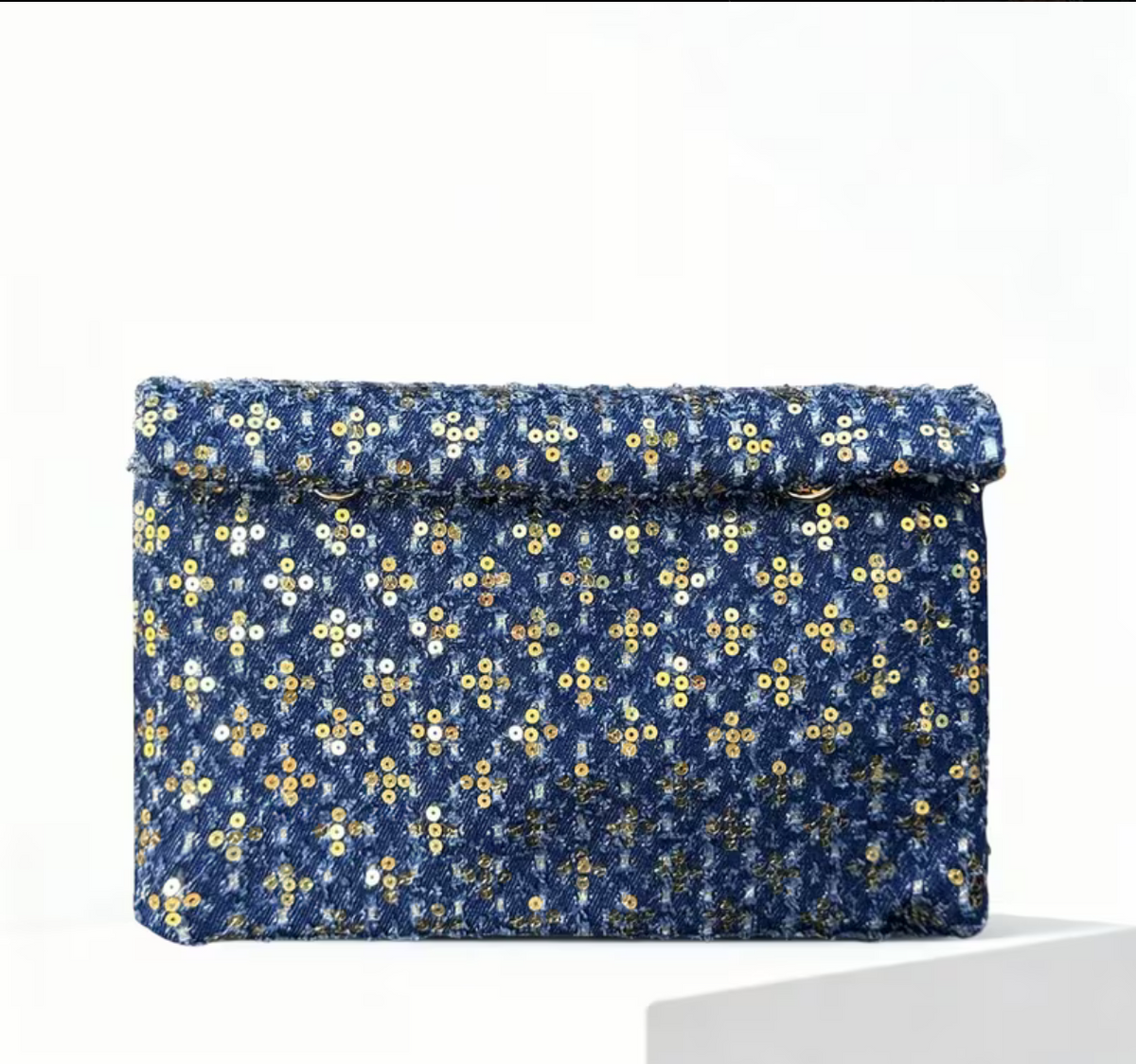 Sequined Denim Clutch