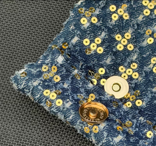 Sequined Denim Clutch