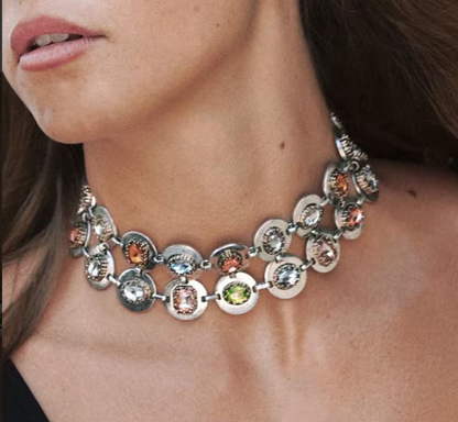 Rhinestones Disc Choker