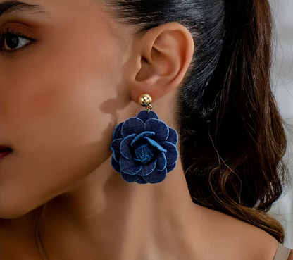 The Denim Flower Earring