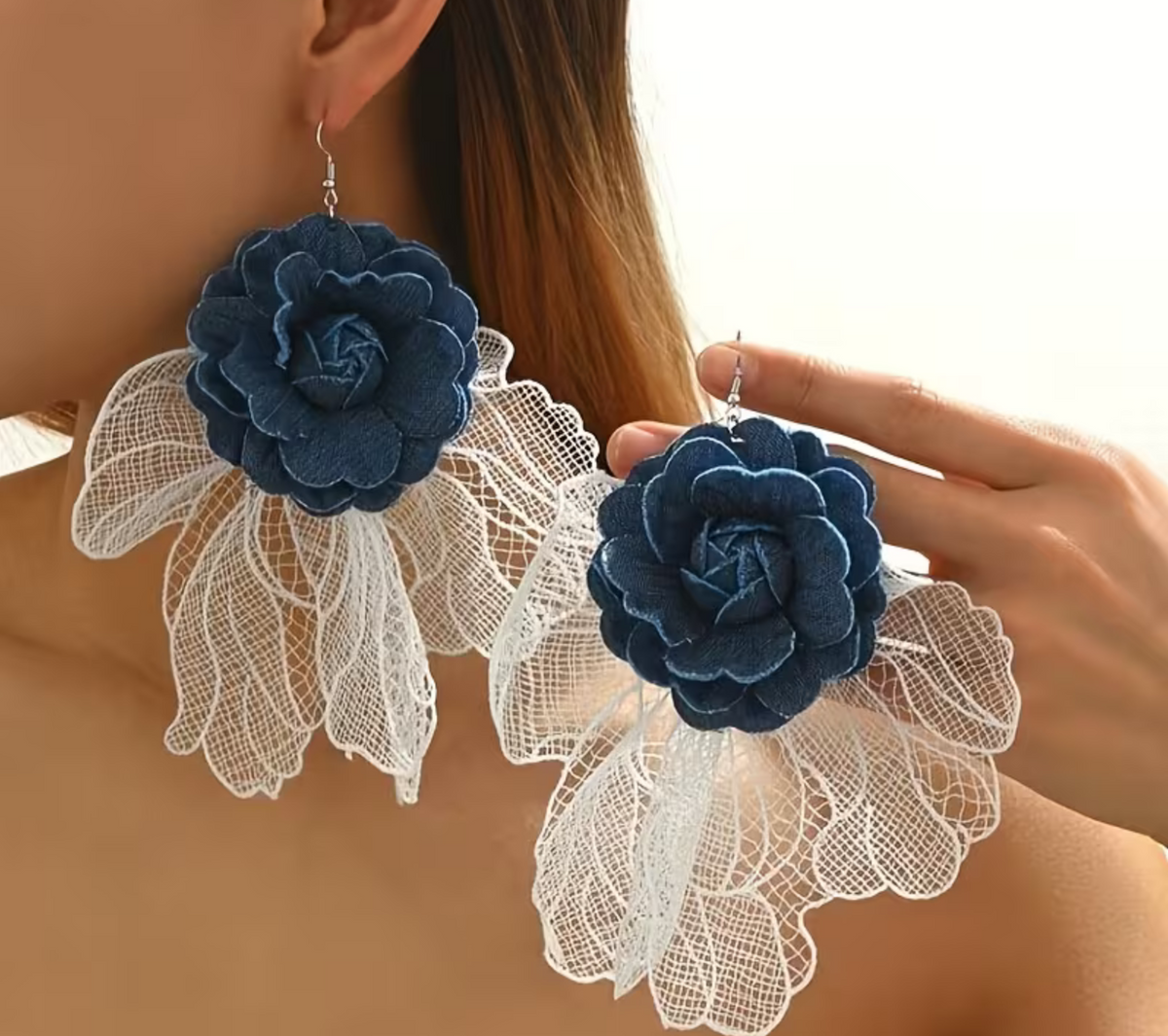 The Lace Denim Earring
