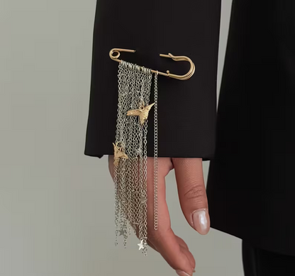 Flying Bird Tassel Pin Brooch