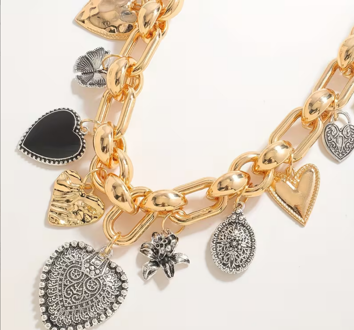 Retro chunky Charm Necklace