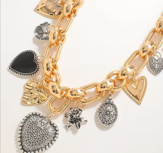 Retro chunky Charm Necklace
