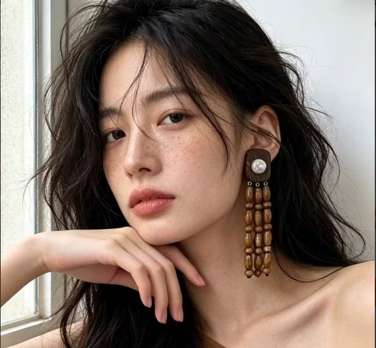 Wood Tassel Earring