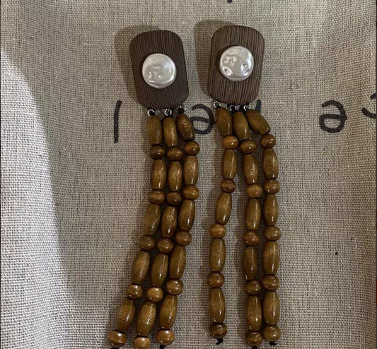 Wood Tassel Earring